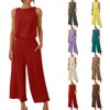 cllios Two Piece Linen Sets for Women Pants Casual Dressy