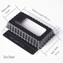 Webake Mini Tart Tins Quiche Tin with Loose Base Rectangular 4.5 inch Fluted Tart Tin 4 Pcak, Black