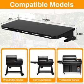 Bullro Small Pop-Lock Front Rack for Traeger P.A.L. Series,(26.25" x 10"), Universal Heavy-Duty Steel Grill Shelf, Fit for Traeger Woodridge Pro Accessory