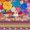 Qpout 3 Pieces Different Mexican Fiesta Tablecloth Disposable Plastic Table
