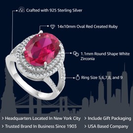 Gem Stone King 5-10 Cttw Gemstone Birthstone Ring For Women | 925 Sterling Silver | Oval 14X10MM | Wedding Engagement Anniversary Promise Ring For Women | Available In Size 5, 6, 7, 8, 9