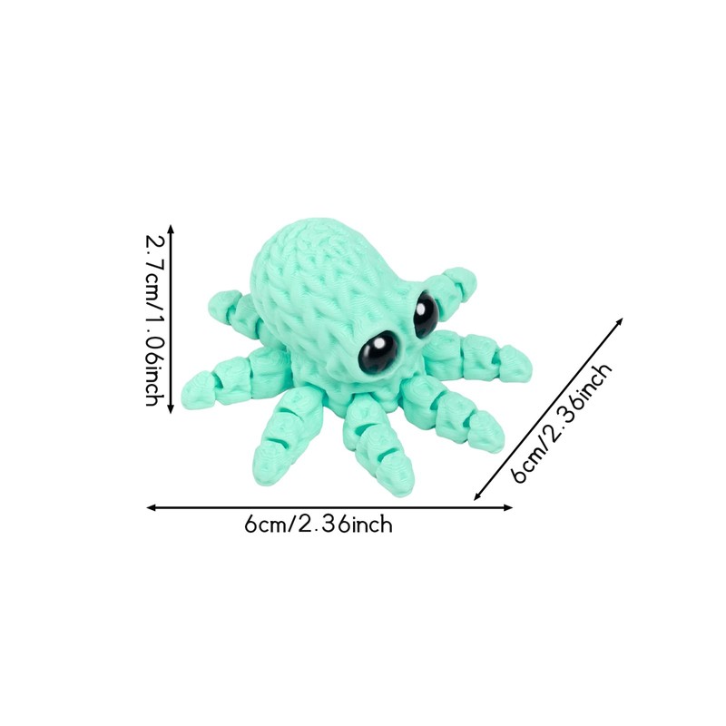 5 Pieces Octopus Decorative Fridge Magnets - Movable Joints, 3D
