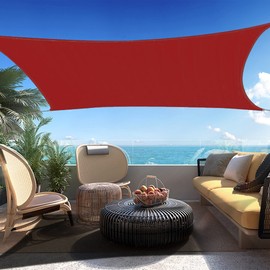 SHADESPEARE 8' x 10' Red Rectangle Sun Shade Sail Canopy Durable Fabric UV Block Awning, We Make Custom Sizes