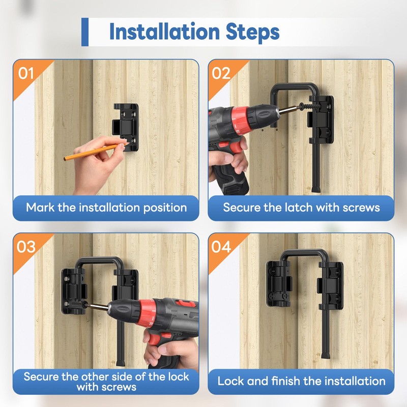 BiceNoning Sliding Door Loop Lock, 90/180 Degree Stainless Steel Patio