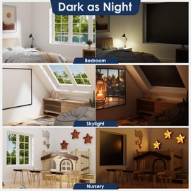 Blackout Curtains for Bedroom, 63" x 57" Temporary Blackout Shades for Windows, Portable Blackout Blinds Screen with 20 Loop & Hook, 100% Blackout Window Cover Film for Baby Nursery Travel RV - Black