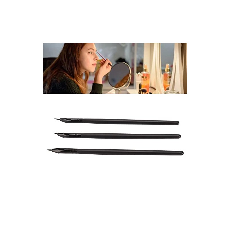 Bent Eyeliner Brush, 3pcs Pro Makeup Ultra Fine Angled Gel