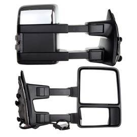 LUJUNTEC Tow Mirrors Replacement fit for 1999-2007 For Ford for F250/for F350/for F450/for F550 Super Duty Pickup Towing Mirrors Driver Left and Passenger Side Power Heated Turn Signal Light Chrome