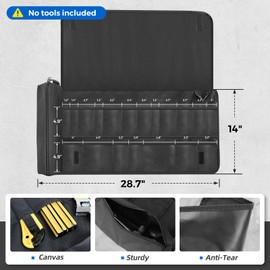 Bejibear Roll Up Tool Bag With Detachable Pouches Heavy Duty Organizer Portable Rollup Toolbag for Mechanic, Electrician, Plumber and Carpenter,1pc Black