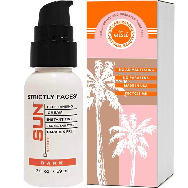 Sun Laboratories Strictly Faces, Face Self Tanner Lotion, for Bronzing and Golden Tan Dark, 2 oz