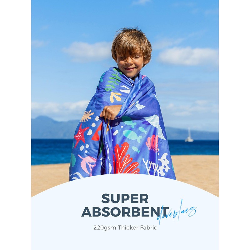 Diveblues Kids Microfiber Beach Towel - Quick Dry, Sand Free