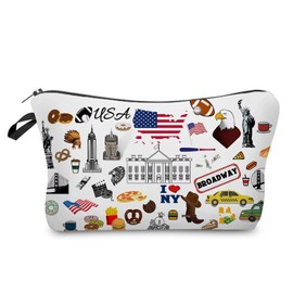 Livel lhood Travel the USA Makeup Bag Cute Small Organizer Zipper Pouch Travel the USA Cosmetic Bag Travel Present for Women Friends, hzz17102