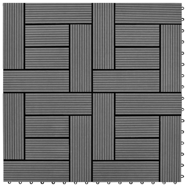 vidaXL WPC Decking Tiles, Gray, 11 pcs, 11.8"x11.8", Water-Resistant &