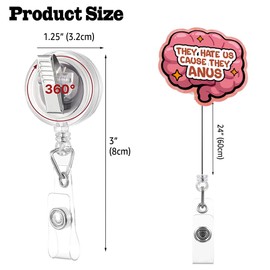 Sixrip They Hate Us Retractable Glitter Badge Reel with Alligator Clip, Funny GI Badge Holder for Gastroenterologist Gastro Nurse Endo Nurse Doctor Nephrology