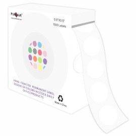 PARLAIM 1/2 Inch Round Permanent Adhesive Color-Code Dot Stickers,1000 Stickers Roll dots Label Dispenser Box Green Circle Stickers Labels (White)