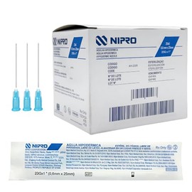 Nipro Agujas Hipodérmicas Estériles 23G x 25 mm, Punta Tribiselada, Caja con 100 Unidades