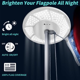 HOOPLE Flag Pole Light Solar Powered, Solar Flag Pole Light for Most 15 to 25 Ft In-Ground Flag Pole, Super Bright Flag Pole Solar Light from Dusk to Dawn (248 LED)