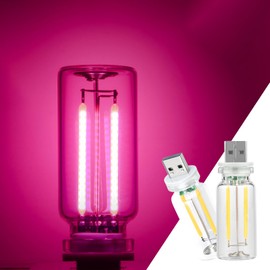 2 Pack Car LED Lights Interior, USB Light for Car Decor & Bedroom, Touch Dimmable Ambient Lighting, Mini Glass Bottle Night Light for Camping Gifts-Pink