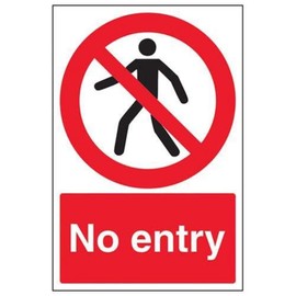 VSafety No Entry Pedestrian Prohibition Sign - Portrait - 200mm x 300mm - 2mm Rigid Plastic