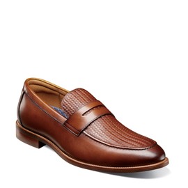 Florsheim Rucci Weave Moc Toe Penny Loafer Men's Slip On, 12 2E US, Cognac