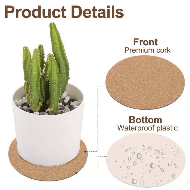 Sourcing Map 10pcs Cork Coasters, 4 Inch Round Beige
