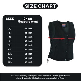 ROUTE66 HIGHWAY LEATHER Women’s Denim Motorcycle Side Lace Club Vest with 2 Inside Ammo Pocket (as1, alpha, xx_l, regular, regular)