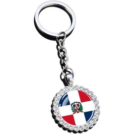 Heiorpai - Llavero de metal con incrustaciones de diamantes de imitación de acero inoxidable con bandera de país