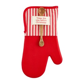 Mud Pie Christmas Silicone Oven, mitt 12" x 7" | whisk 8" | spoon 7", Bite