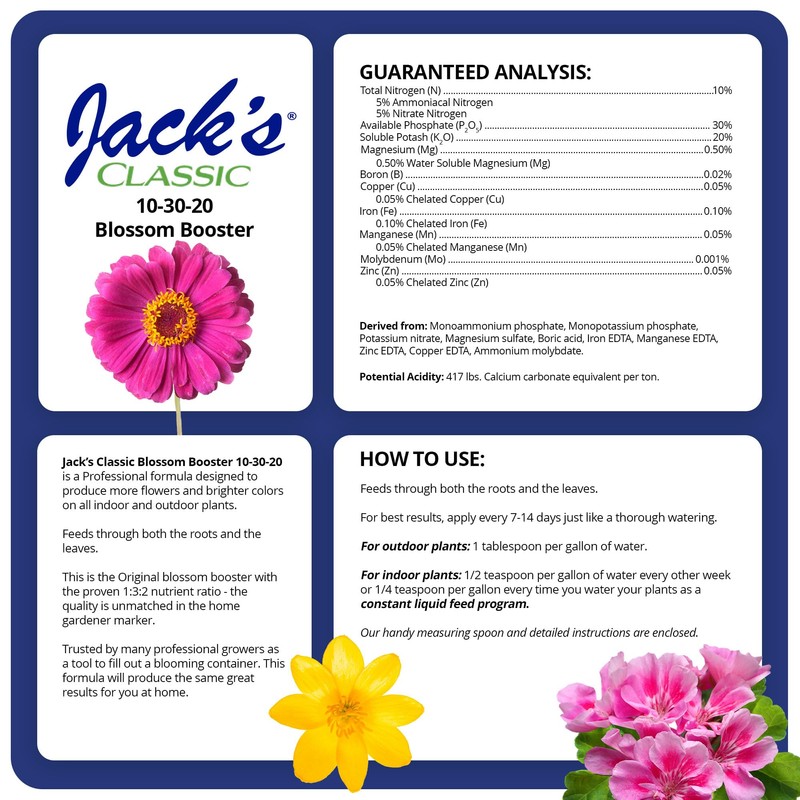 Jack's Classic 10-30-20 Blossom Booster Water-Soluble Fertilizer with Micronutrients for