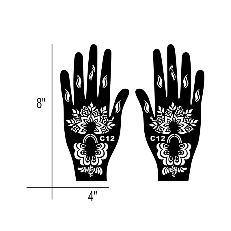 16Sheets Henna Tattoo Stencils Kit for Hand, Reusable Indian Arabian