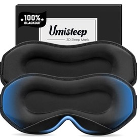 Umisleep Pack of 2 Sleeping Masks for Side Sleepers, 100% Light Blocking 3D Sleeping Glasses for Women & Men with Soft & Comfortable Fit and Adjustable Strap, Ideal for Travel & Aeroplane