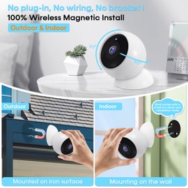 AMTIFO Security Cameras Wireless Outdoor Magnetic: Install-Free Smart Indoor 2K WiFi - Long Battery Life Powered Wireless Cameras for Home Security with AI Motion Detection