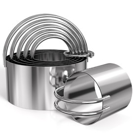 Stainless Steel Round Cookie Molds, 5 Pieces, Multi-Size, Multi-Functional, with Hanging Baskets, Removable Rings