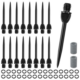 AOROPS Steel Dart Tips, Pack of 15 Steel Dart Tips Metal with 30 Rubber Rings, Dart Tips, Steel Metal Tips for Darts, Retrofitting Soft Dart with 2 Darts Sharpener
