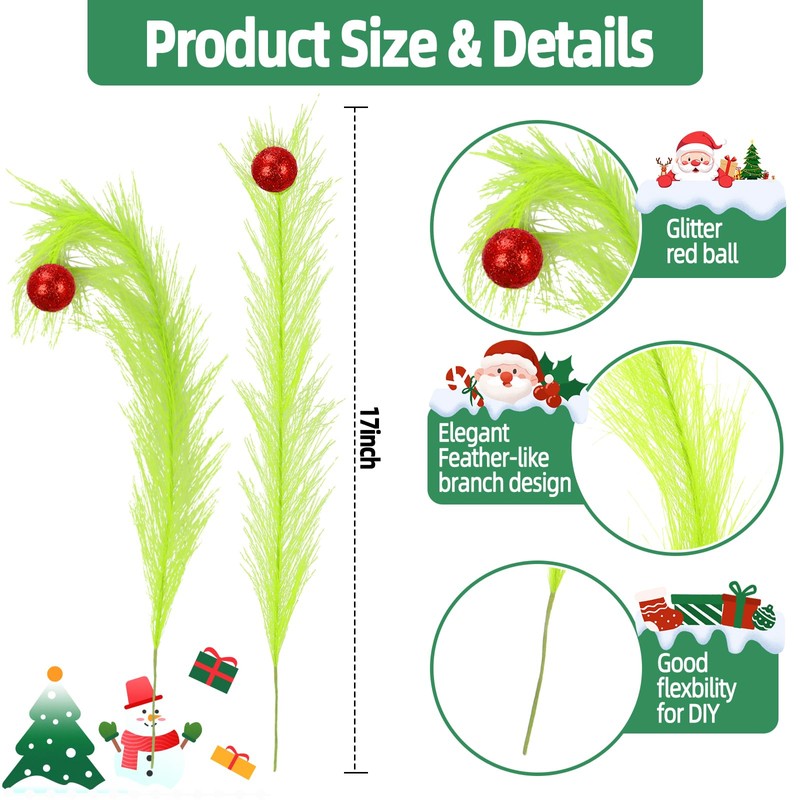 12 Pcs Christmas Tree Topper, 17'' Green Christmas Tree Picks
