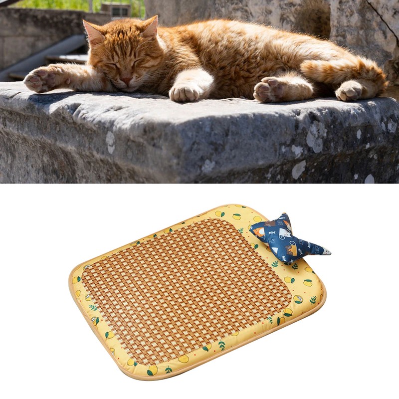 Dog Rattan Cooling Mat Bite Resistant Comfortable Breathable Cat Cooling