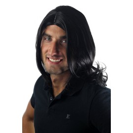 WIG ME UP - GFW891-1B Men's Wig Long Youth Fashion Black Middle Parting Rockstar