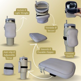 Y and M Franchise Ultimate Tumbler Cup Accessories Bundle - Pouch, Food Tray, Letter Charm, Cup Sleeve, Straw Cover - Compatible with 40z Tumbler Cups - 4 Vibrant Colors (Orange, H)