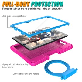 10 Tablet Case with Screen Protector (13th/11th Gen, 2023/2021), Not Suitable for Sony TCL Tablets, Patamiyar Lightweight Shockproof Case for 10 Kids Tablet with Stand Handle - Pink