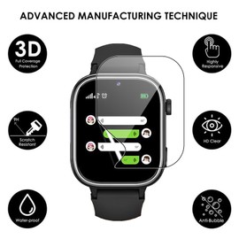 KUSINHOKA Pack of 3 Screen Protectors Compatible with SWGOTA 4G Smartwatch T40/AKUMAKA 4G Children's Smartwatch, [Anti-Scratch] Soft TPU Screen Protector, Full Coverage HD Clear Anti-Fingerprint Film
