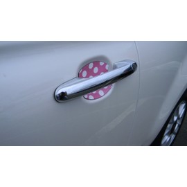 Pink and White Polka Dots Car Auto Accessory Door Handle Trim Molding Scratch Protector 4 Door Pack