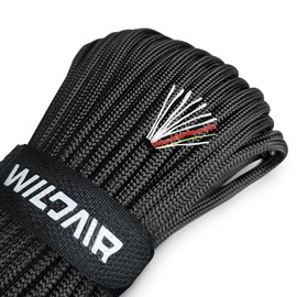 WILDAIR Paracord Survival Paracord Parachute Fire Cord Survival Ropes 4-in-1 25Ft 5/32" Diameter U.S. Military Type III with Integrated Fishing Line, Fire-Starter Tinder