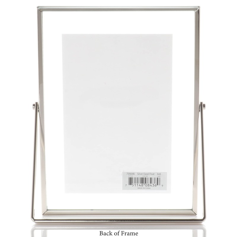 Lawrence Frames Metal Easel Float Picture Frame, 4x6, Silver