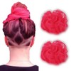 LaLuLoLi 2pcs Light Pink Color Messy Hair Bun Extensions Chignons Synthetic Hair Pieces Scrunchie Scrunchy Updo Hairpiece for Women Party Wedding (#8C - Bright Pink)