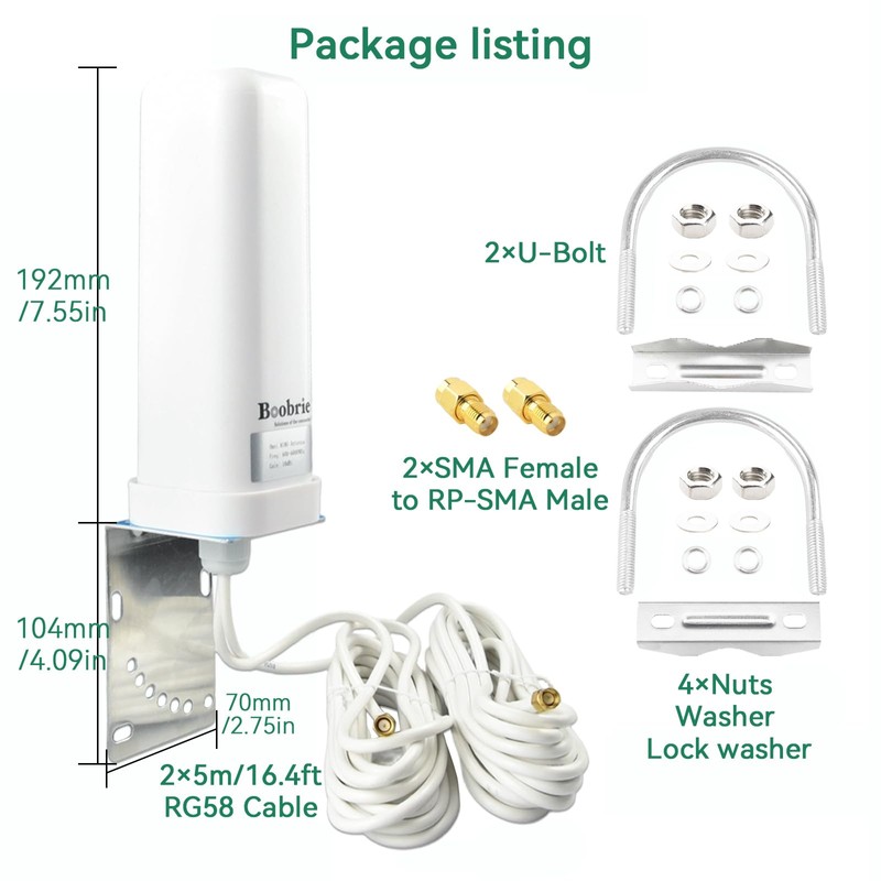 Boobrie 2x2 MIMO 4G LTE 5G Antenna High Gain 10dBi