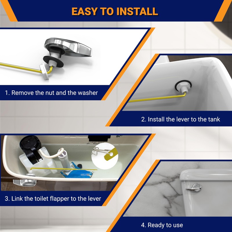 UpperHome Toilet Handle Replacement (Chrome Polished, Front Mount)