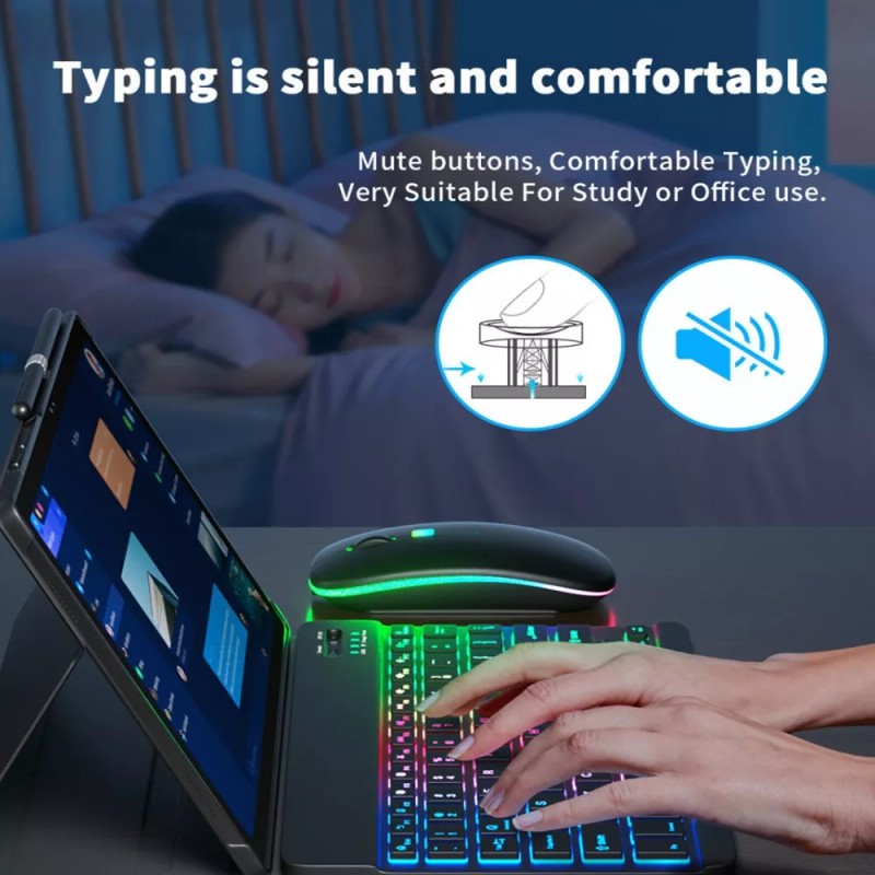 Generic Funda+teclado+ratón Para Galaxy Tab S7 Fe 12.4 T735/t730