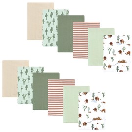 Hudson Baby Unisex Baby Cotton Flannel Burp Cloths 12-Pack Bundle, Wilderness, One Size