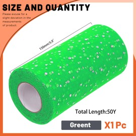 Tanstic 6 inch x 50 Yards (150 feet) Glitter Tulle Rolls Sequin Tulle Fabric Glitter Tulle Fabric Rolls for Wedding Birthday Gift Wrapping (Green)
