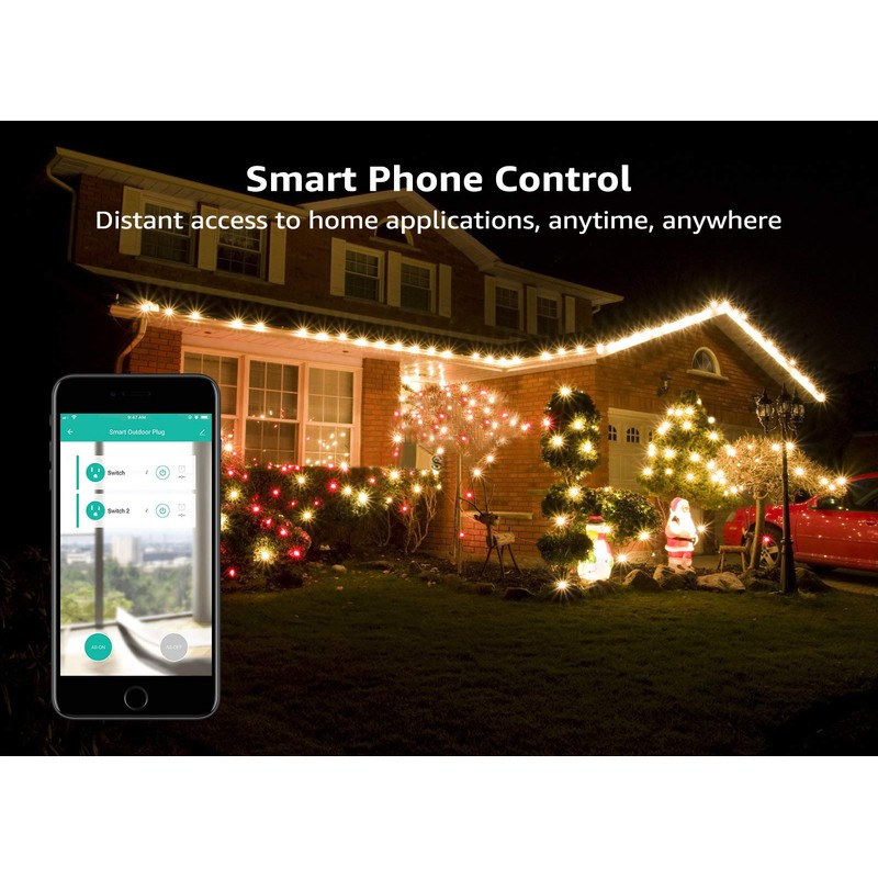 LITEdge Outdoor Smart Plug, WiFi 2-in-1 Plug Power Outlet, Compatible