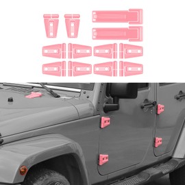 CheroCar Door Hinge Cover &Tailgate Hinge Cover Exterior Accessories Decoration for Jeep Wrangler JK JKU 2/4 Door 2007-2017,Pink